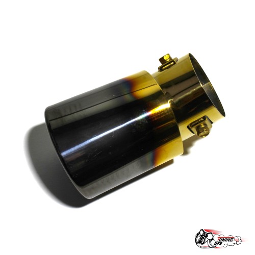 Насадка на глушитель универсальная овальная золото с темным опалом под бампер (Выход 80х60мм)