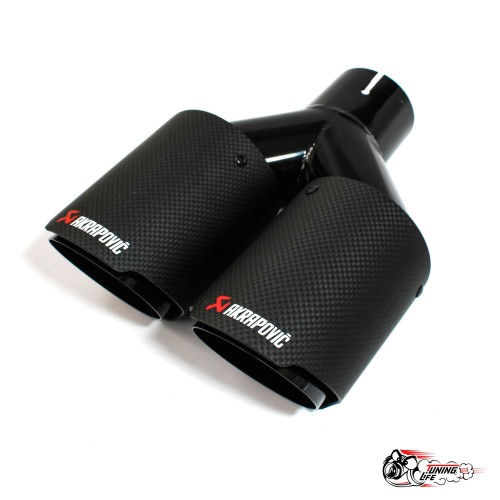 Насадка на глушитель Акрапович двойная ровная ЧЕРНАЯ мат V2 Ф89