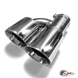 Насадки на глушитель двойные h наруж. НЕРЖ. прав + лев со скосом 63 - 89 КОМПЛЕКТ