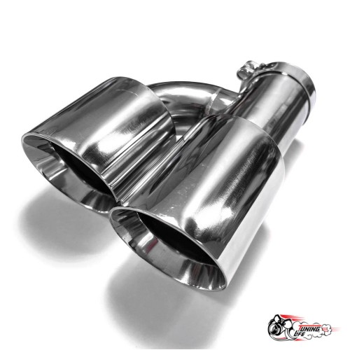 Насадки на глушитель двойные h наруж. НЕРЖ. прав + лев со скосом 63 - 89 КОМПЛЕКТ