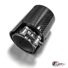 Насадка на глушитель НЕРЖ. М стиль карбон глянец 63 - 89 короткая (скрытое крепление)