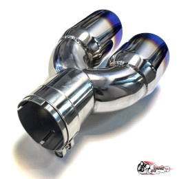 Насадка на глушитель двойная U НЕРЖ. левая со скосом 63 - 89 ОПАЛ