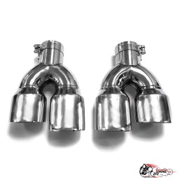 Насадки на глушитель двойные U НЕРЖ. левая + правая со скосом 63 - 89 КОМПЛЕКТ