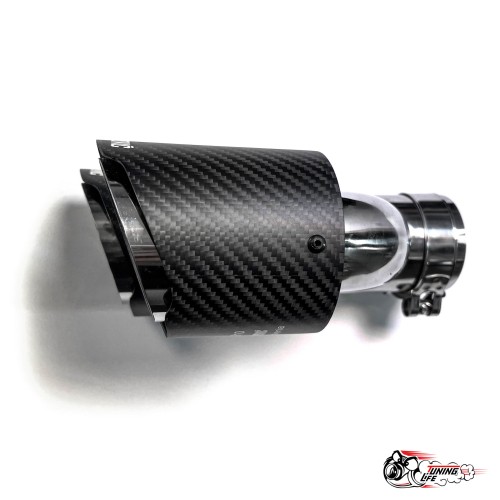 Насадка на глушитель двойная h наруж. Акрапович правая обрезанная со скосом мат 63 - 89