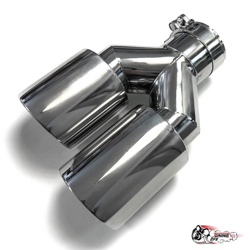 Насадки на глушитель двйоные Y НЕРЖ. прав + лев со скосом 63 - 89 КОМПЛЕКТ