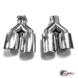 Насадки на глушитель двйоные Y НЕРЖ. прав + лев со скосом 63 - 89 КОМПЛЕКТ