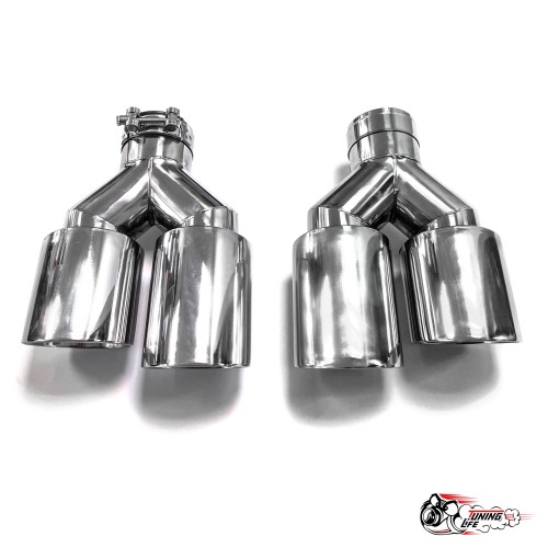 Насадки на глушитель двйоные Y НЕРЖ. прав + лев со скосом 63 - 89 КОМПЛЕКТ