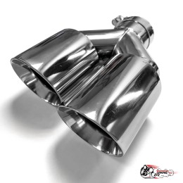 Насадка на глушитель двойная Y НЕРЖ. левая со скосом 63 - 89