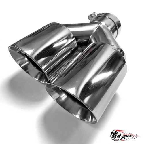 Насадка на глушитель двойная Y НЕРЖ. левая со скосом 63 - 89