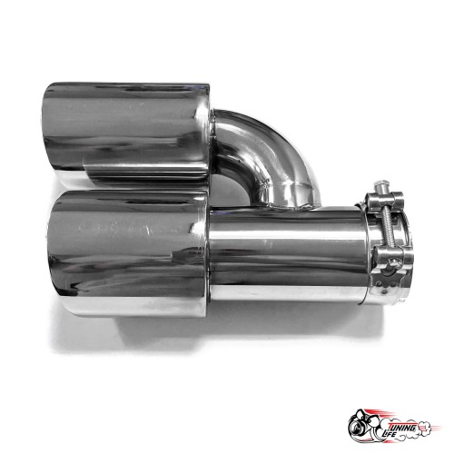 Насадки на глушитель двойные h внутр. НЕРЖ. левая + правая со скосом 63 - 89 КОМПЛЕКТ