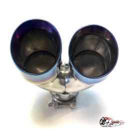 Насадка на глушитель двойная U НЕРЖ. правая со скосом 63 - 89 ОПАЛ