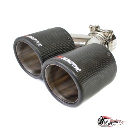 Насадка на глушитель НЕРЖ двойная Y Акрапович  левая глянец с закруглением 63-89