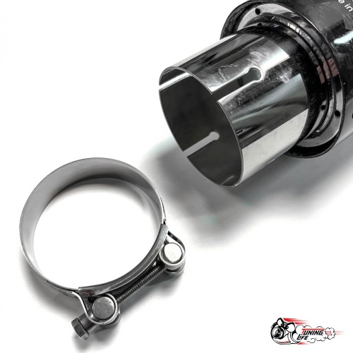 Насадка на глушитель НЕРЖ. Акрапович обрезаннаяя глянец КОВАННЫЙ карбон Ф 63-89