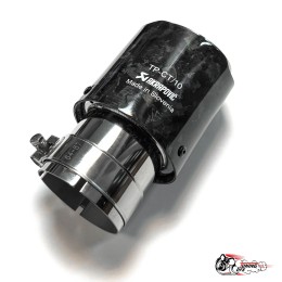 Насадка на глушитель НЕРЖ. Акрапович обрезаннаяя глянец КОВАННЫЙ карбон Ф 63-89