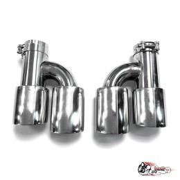 Насадки на глушитель двойные h внутр. НЕРЖ. левая + правая со скосом 63 - 89 КОМПЛЕКТ