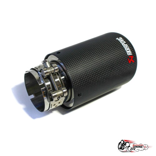 Насадка на глушитель НЕРЖ. Акрапович с закруглением мат. карбон Ф 63-89