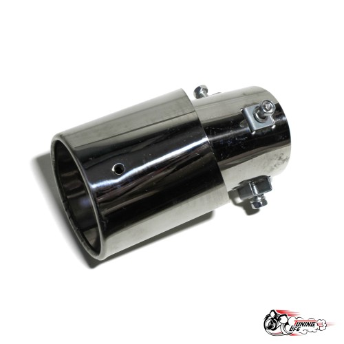 Насадка на глушитель универсальная овальная серебряная под бампер (Выход 80х60мм)