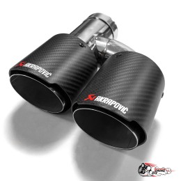 Насадки на глушитель двойные h внутр. Акрапович лев + прав обрезанная со скосом мат 63 - 89 КОМПЛЕКТ