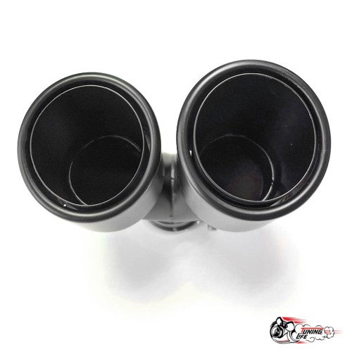 Насадки на глушитель двойные Y черный мат. левая + правая со скосом 63 - 89 КОМПЛЕКТ