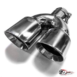 Насадка на глушитель двойная U НЕРЖ. правая со скосом 63 - 89