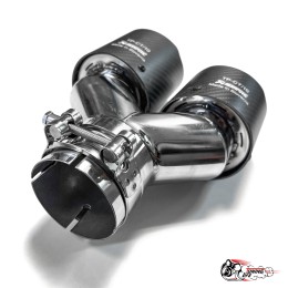 Насадка на глушитель двойная Y Акрапович правая обрезанная со скосом мат 63 - 89 ОПАЛ