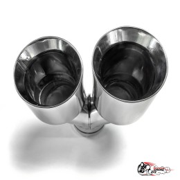 Насадка на глушитель двойная Y НЕРЖ. левая со скосом 63 - 89