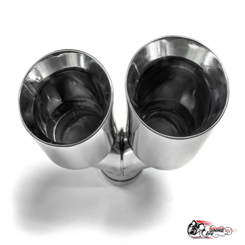 Насадка на глушитель двойная Y НЕРЖ. левая со скосом 63 - 89