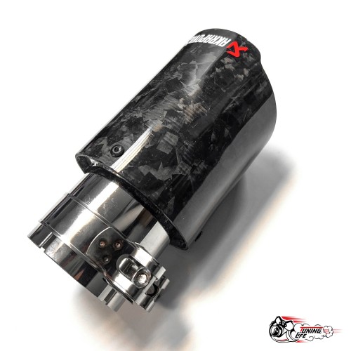 Насадка на глушитель НЕРЖ. Акрапович обрезаннаяя глянец КОВАННЫЙ карбон Ф 63-89