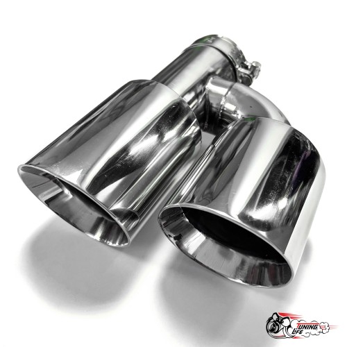 Насадка на глушитель двойная h наруж. НЕРЖ. правая со скосом 63 - 89