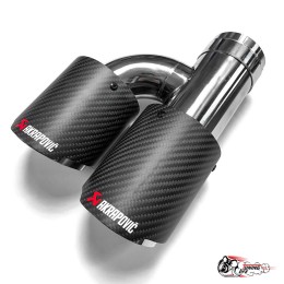 Насадки на глушитель двойные h наруж. Акрапович лев + прав обрезанная со скосом мат 63 - 89 КОМПЛЕКТ