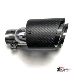 Насадка на глушитель двойная h наруж. Акрапович левая обрезанная со скосом мат 63 - 89