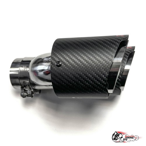 Насадка на глушитель двойная h наруж. Акрапович левая обрезанная со скосом мат 63 - 89