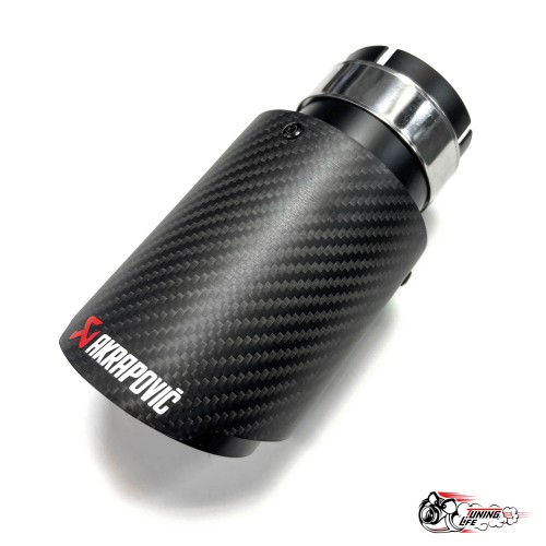 Насадка на глушитель черный мат. Акрапович обрезаннаяя мат. карбон Ф 63-89