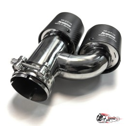 Насадка на глушитель двойная h наруж. Акрапович правая обрезанная со скосом мат 63 - 89