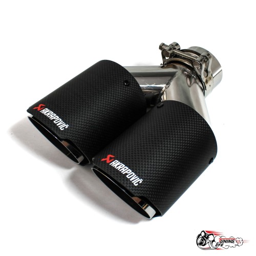 Насадка на глушитель Акрапович двойная ровная мат V2 Ф89