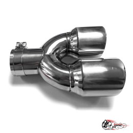 Насадка на глушитель двойная U НЕРЖ. правая со скосом 63 - 89