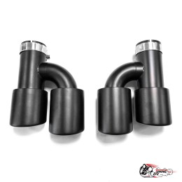 Насадки на глушитель двойные h внутр. черный мат. левая + правая со скосом 63 - 89 КОМПЛЕКТ