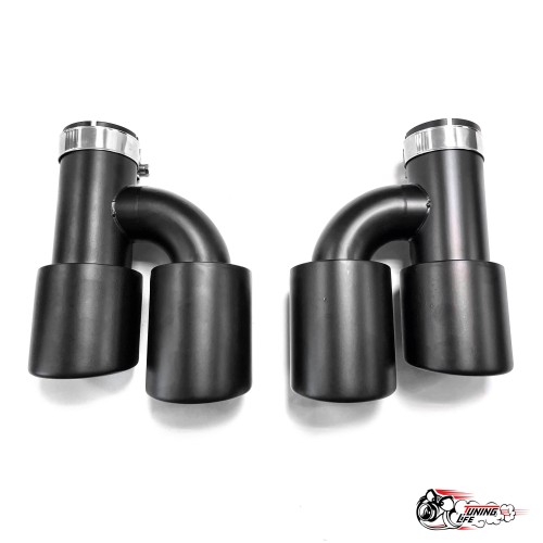 Насадки на глушитель двойные h внутр. черный мат. левая + правая со скосом 63 - 89 КОМПЛЕКТ