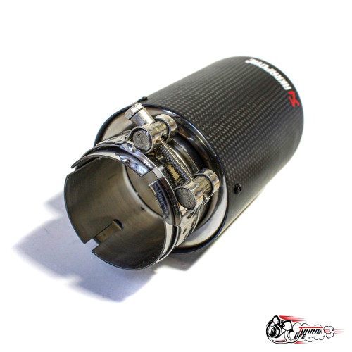 Насадка на глушитель НЕРЖ. Акрапович с закруглением мат. карбон Ф 63-89