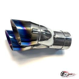 Насадки на глушитель двойные U НЕРЖ. прав + лев со скосом 63 - 89 ОПАЛ КОМПЛЕКТ