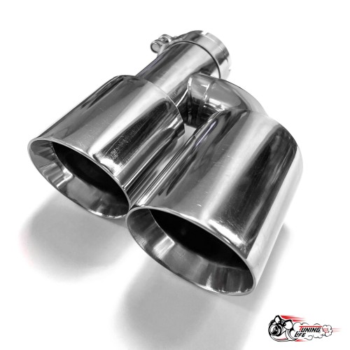 Насадка на глушитель двойная h внутр. НЕРЖ. правая со скосом 63 - 89