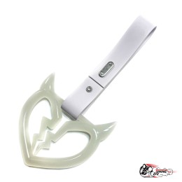 Цурикава ФОСФОРНОЕ разбитое сердце с рожками, подвес белый пластик