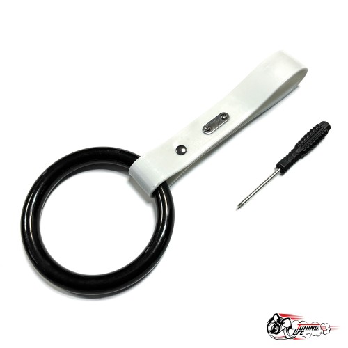 Цурикава круглое кольцо черное, подвес белый пластик