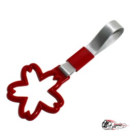 Цурикава красный цветок, серая ткань