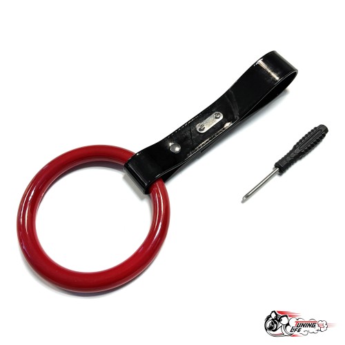 Цурикава круглое кольцо красное, подвес черный пластик