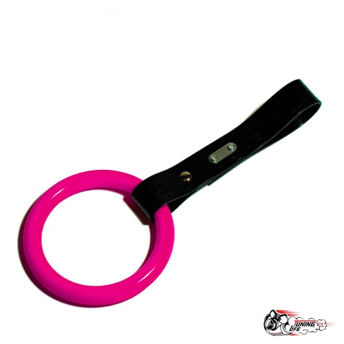 Цурикава круглое кольцо розовое, подвес черный пластик