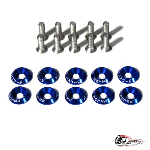 Шайбы конусные с болтами декоративные JDM Синие