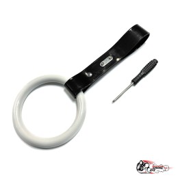 Цурикава круглое кольцо белое, подвес черный пластик