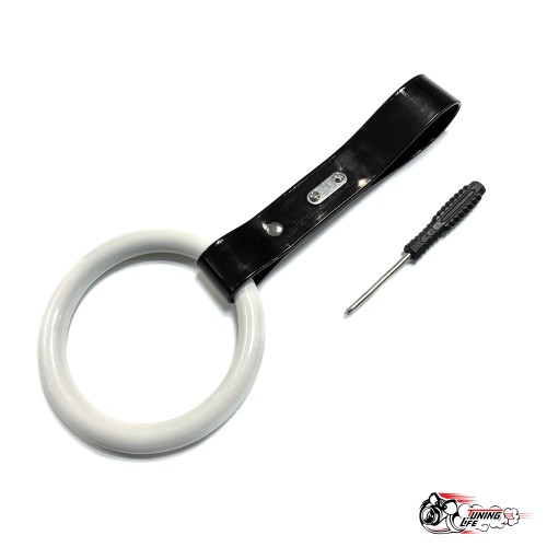 Цурикава круглое кольцо белое, подвес черный пластик