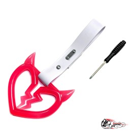 Цурикава ФОСФОРНОЕ красное разбитое сердце с рожками, подвес белый пластик